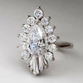 Court Style Snowflake Crown Ring For Women, Teardrop Sparkling Wedding Jewelry Accessory view 2