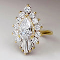 Court Style Snowflake Crown Ring For Women, Teardrop Sparkling Wedding Jewelry Accessory view 3