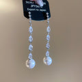 Chic Faux Pearl Zircon Waterdrop Tassel Drop Earrings With Silver Needle Geometric Round Design view 2