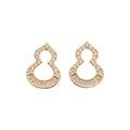 Copper Zircon Hollow Gourd Drop Earrings, New Chinese Vintage Light Luxury Geometric Ear Jewelry view 5
