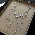 French Vintage Faux Pearl Teardrop Tassel Sweater Necklace Old Money Elegant Round Geometric Choker view 2