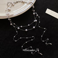 French Vintage Faux Pearl Teardrop Tassel Sweater Necklace Old Money Elegant Round Geometric Choker view 4
