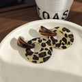 Vintage Leopard Print Acrylic Hollow Round Hoop Drop Statement Light Luxury Stud Earrings view 4
