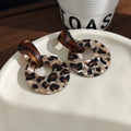 Vintage Leopard Print Acrylic Hollow Round Hoop Drop Statement Light Luxury Stud Earrings view 3