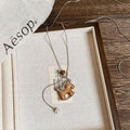 Light Luxury Faux Pearl Sweater Necklace With Wooden Horse Pendant For Daily Commuter Style view 4