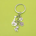 Metal Dog Bowl Bone House Paw Print Keychain Pet Gift view 1