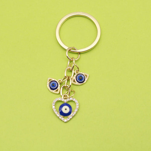 Zinc Alloy Heart Palm Teardrop Evil Eye Keychain Bag Charm