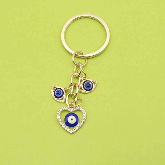 Zinc Alloy Heart Palm Teardrop Evil Eye Keychain Bag Charm