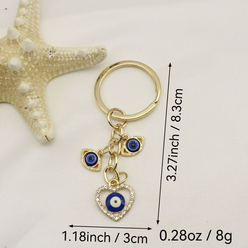Zinc Alloy Heart Palm Teardrop Evil Eye Keychain Bag Charm