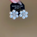 Light Luxury French Retro Faux Pearl Zircon Flower Stud Earrings With Sterling Silver Pins view 2