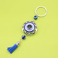 Metal Heart Butterfly Evil Eye Tassel Keychain Bag Charm view 1