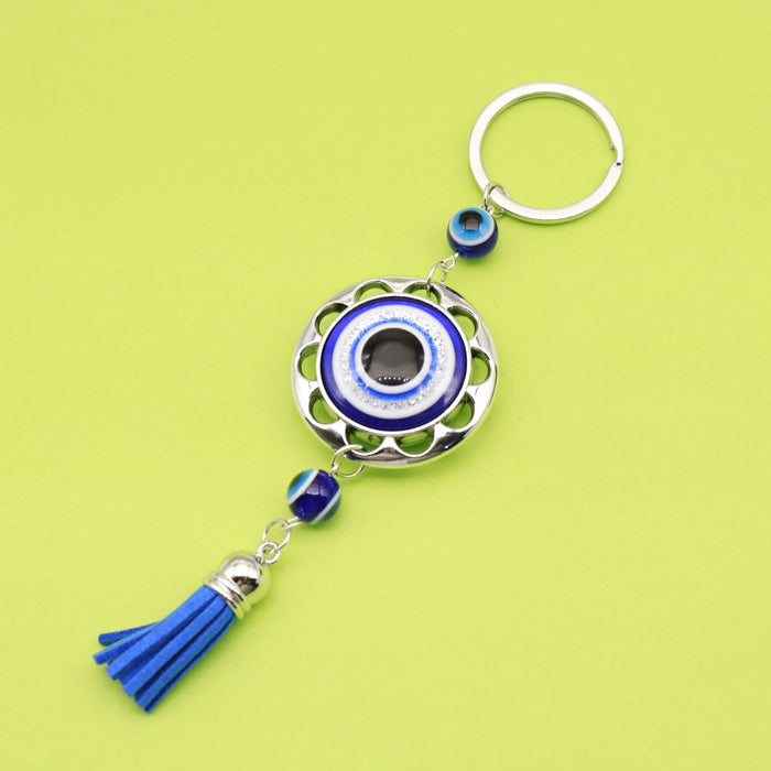 Metal Heart Butterfly Evil Eye Tassel Keychain Bag Charm