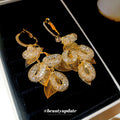 Copper Zircon Leaf Tassel Hoop Earrings Vintage Palace Style Light Luxury Drop Jewelry view 4
