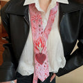 Light Luxury Embroidered Flame Heart Tie Sweater Necklace Unique Geometric Choker for Women view 3