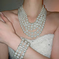 French Multi Layer Faux Pearl Necklace Ear Hook Bracelet Light Luxury Jewelry Set view 1