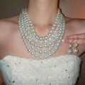 French Multi Layer Faux Pearl Necklace Ear Hook Bracelet Light Luxury Jewelry Set view 3