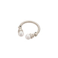 Korean Light Luxury Copper Zircon Pearl Open Ring For Women Geometric Round Minimalist Jewelry view 5