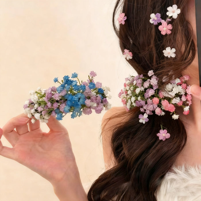 Floral Resin Ring Hair Clip Elegant Pastoral Star Flower Duckbill Barrette Light Luxury Hair Accessory