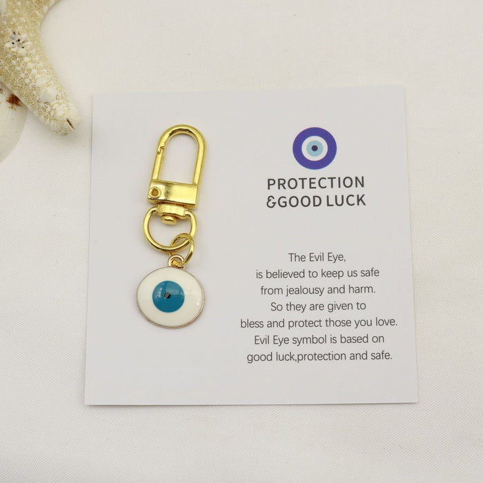 Metal Blue Evil Eye Keychain For Good Luck Gift – Black