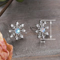 Korean Snowflake Christmas Stud Earrings For Women Faux Moonstone Gloss Holiday Jewelry view 4