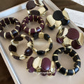 Acrylic Oval Geometric Spliced Elastic Bangle, Trendy Statement Bracelet For Women view 2