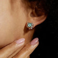 Korean Green Moss Aquatic Plant Sticker Stud Earrings, Minimalist Daily Commute Jewelry For Women view 3