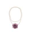 Light Luxury Chiffon Flower Faux Pearl Sweater Necklace Elegant Women's Fashion Jewelry view 5