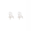 Elegant Vintage Pearl Stud Drops With Rhinestone Cross Heart Charms Silver Alloy Two Way Design Earrings view 5