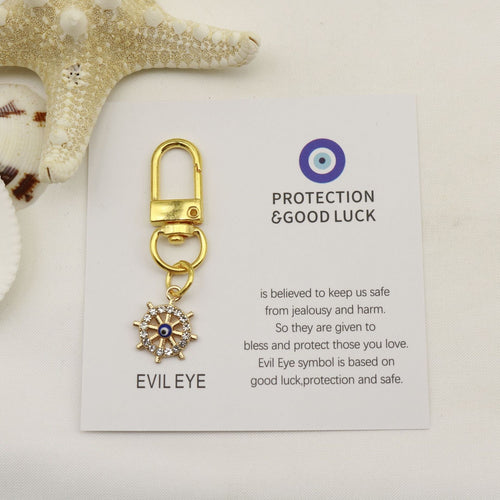 Zinc Alloy Blue Evil Eye Good Luck Keychain Bag Charm Gift