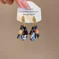 Ethnic Vintage Natural Stone Beaded Teardrop Drop Earrings With Silver Needle Studs view 2