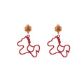 Vintage Chinese New Year Red Enamel Blessing Rocking Horse Lucky Money Alloy Drop Earrings view 5