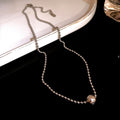Stainless Steel Pearl Beaded Geometric Necklace, Old Money Minimalist Round Clavicle Chain view 2