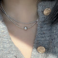 Stainless Steel Pearl Beaded Geometric Necklace, Old Money Minimalist Round Clavicle Chain view 3