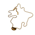 18K Gold Plated Tiger Eye Oval Pea Pendant Necklace, Old Money Light Luxury Collarbone Chain view 5