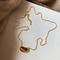 18K Gold Plated Tiger Eye Oval Pea Pendant Necklace, Old Money Light Luxury Collarbone Chain view 4
