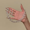 Rhinestone Accented Faux Pearl Necklace And Stud Earrings Jewelry Set Elegant Light Luxury Court Style view 4