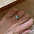 Korean Light Luxury Copper Zircon Cross Open Ring Geometric Elegant Index Finger Jewelry view 3