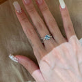Korean Light Luxury Copper Zircon Cross Open Ring Geometric Elegant Index Finger Jewelry view 4