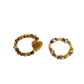 Tiger Eye Beaded Copper Coin Elastic Ring For Women view 5
