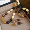 Vintage Maillard Style Oval Acrylic Bracelet Necklace Earrings Jewelry Set For Women view 3