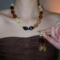 Vintage Maillard Style Oval Acrylic Bracelet Necklace Earrings Jewelry Set For Women view 4