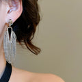 Chic French Retro Geometric Tassel Copper Drop Earrings With Silver Needle Posts For Women view 3