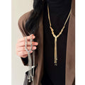 Light Luxury Copper Multi Layer Cross Tassel Necklace Geometric Minimalist Collarbone Chain view 1