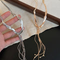 Light Luxury Copper Multi Layer Cross Tassel Necklace Geometric Minimalist Collarbone Chain view 2