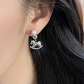Light Luxury Copper Horse Pearl Stud Earrings For Women, New Chinese Minimalist Zodiac Jewelry view 4