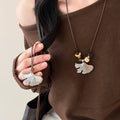 Stainless Steel Ginkgo Leaf Pendant Sweater Necklace Elegant Minimalist Luxury Statement Jewelry for Women view 1