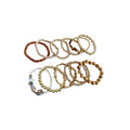 Vintage Ethnic Faux Pearl Wood Bead Bracelet Jewelry Set With Round Geometric Charm view 5