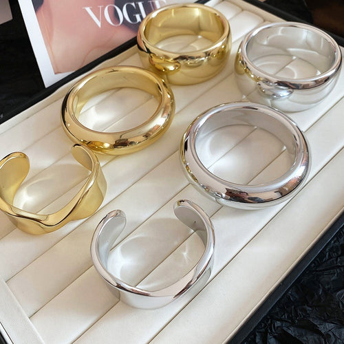 Light Luxury Smooth Plastic Open Cuff Bangle Unique Statement Ring Design Bracelet