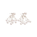 French Vintage Faux Pearl Tassel Drop Earrings With Silver Pin, Chic Geometric Elegant Office Jewelry view 5