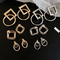 Minimalist Iron Metal Smooth Geometric Diamond Round Stud Earrings For Women view 3